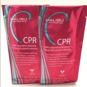 2 Malibu CPR Color Stain Remover Removal Packets and 2 Hair Processing Caps‎